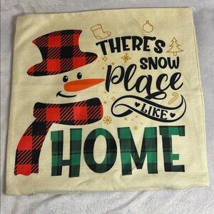 Festive Snowman Holiday Pillow Cover - Red, Green, Black
